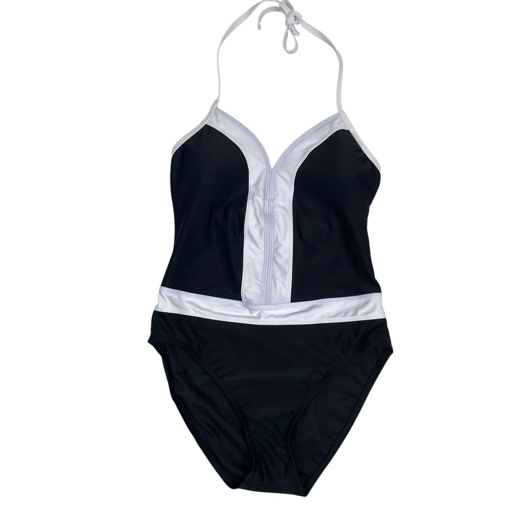 BLEU Rod Beattie Swimsuit Size 8 Summer Plunge Neckline Halter One Piece